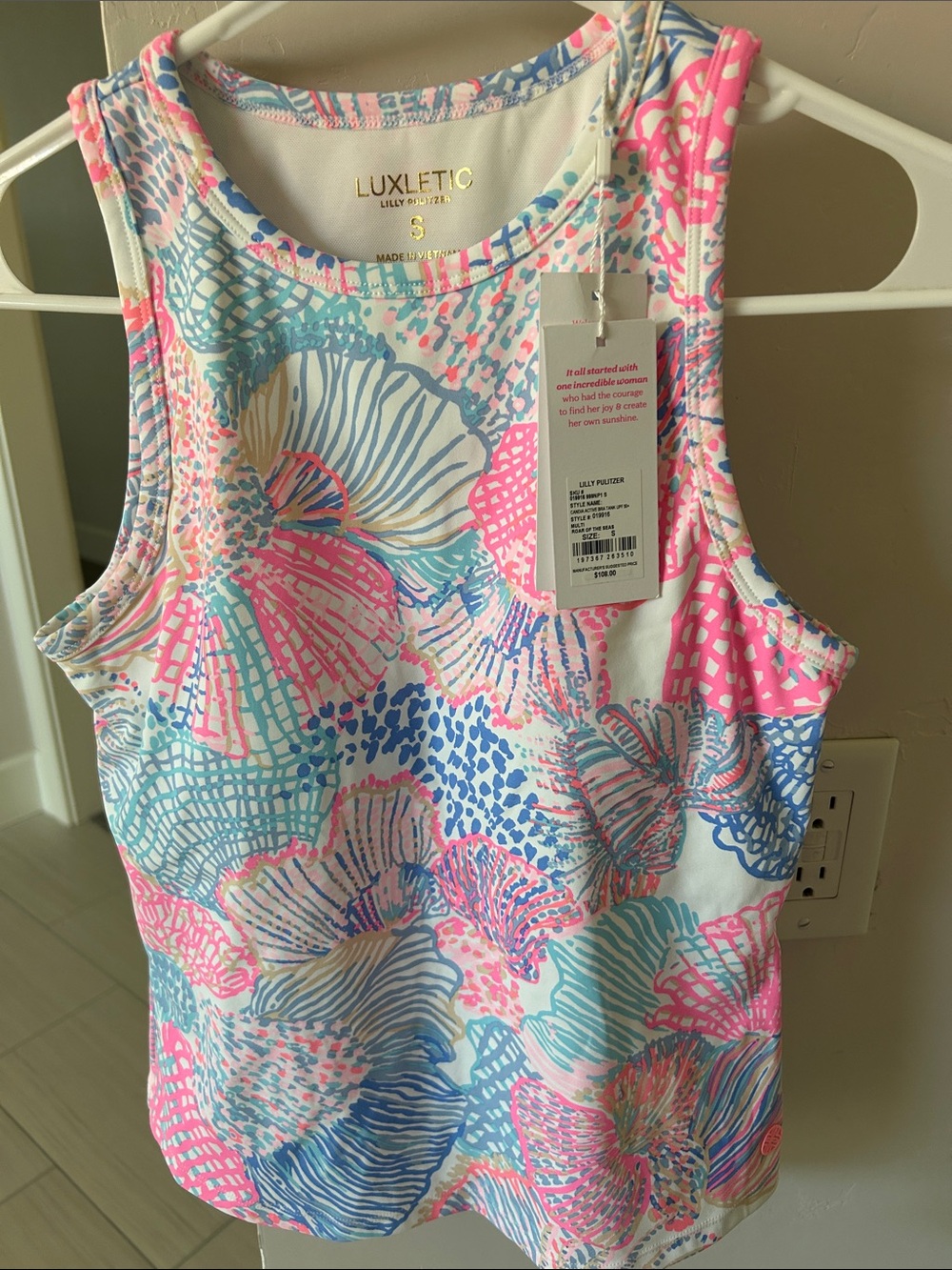 Lilly Pulitzer Luxletic Shell-Print Tank in Pink, Blue & Aqua